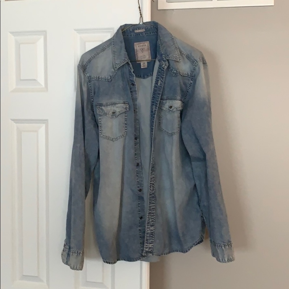 Guess Denim Button Down Size Medium - image 1